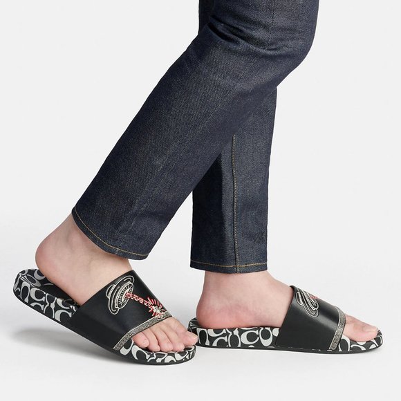 🐭❤️ Coach Disney Mickey Mouse X Keith Haring Slide Size 7 8 9 10 12 13 - Picture 2 of 12